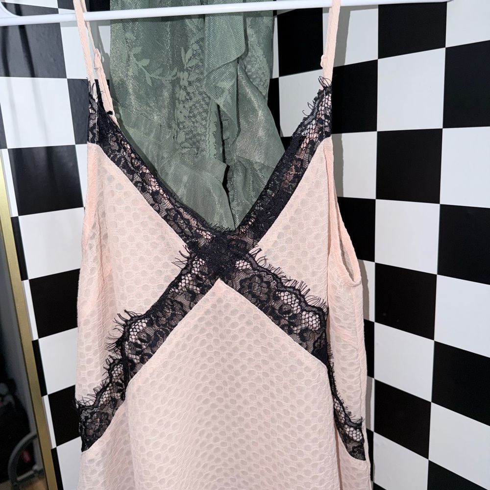 Elegant Lace Trim Pink Chemise